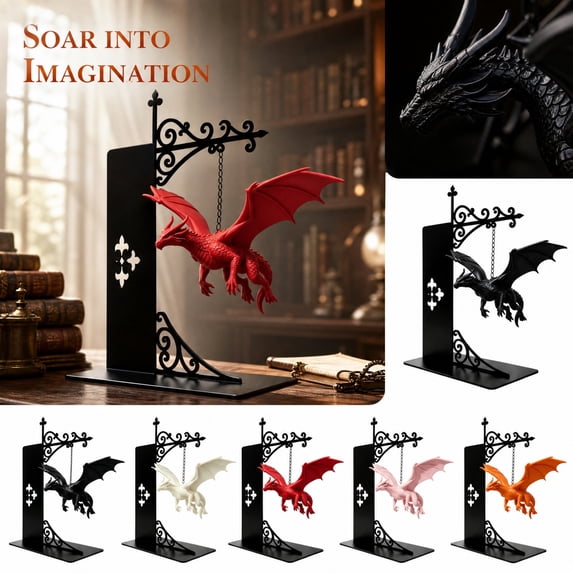StlyGar 2026 Magical Floating Dragon Bookshelf Lamp, Warm LED Dragon Night Light, Fantasy Reading Nook Decor, Unique Gift for Fantasy Lovers and Book Readers