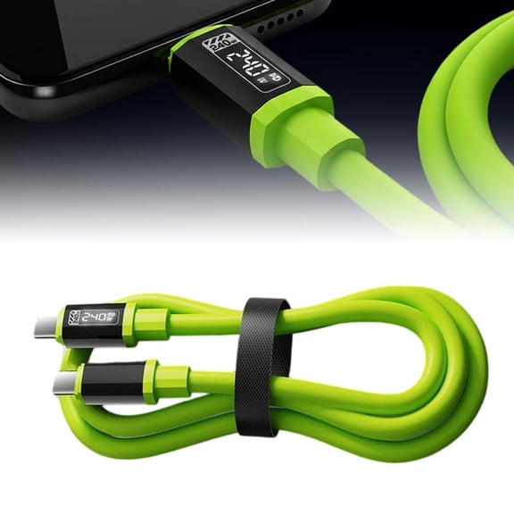 StlyGar 240W USB C to C Cable Fast Charging Cable Flexible Silicone Type C E-Marker Charger Cord Laptop/Tablet/Phone Charging & Data Sync Green