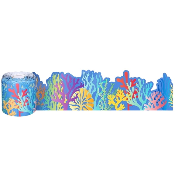 StlyGar 33 Feet Ocean Coral Reef Bulletin Board Border Decorative Classroom Decoration Paper Border Trim Rolled for Back to School Wall Chalkboard Decor