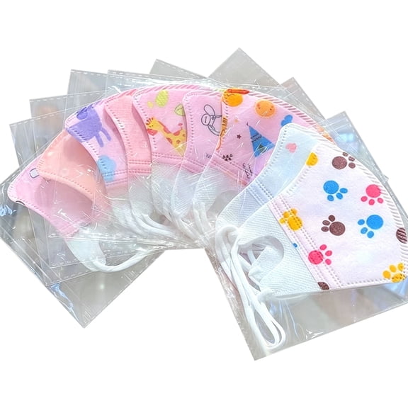 StlyGar 3D Disposable Face Mask Cute Animal Print 3-Layer Protective for Toddlers kids 10pcs