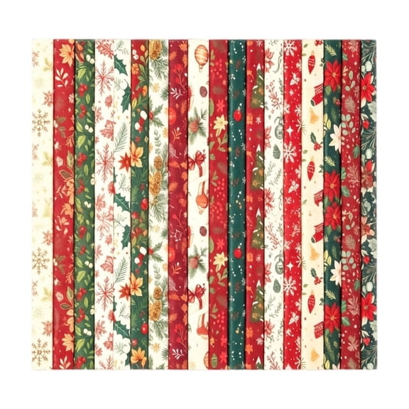StlyGar 42-Pack Christmas Charms Fabric Squares, 100% Cotton Pre-Cut 5x5 Inches for Quilting and Sewing