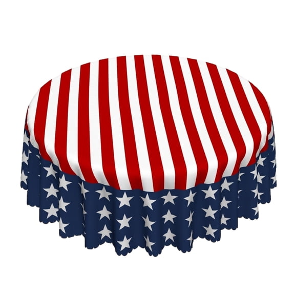 StlyGar 4th of July Tablecloth Round 60 Inch, Independence Day Flag Tablecloths Tablecloths Outdoor Polyester Patriotic Memorial Day Table Cover for Holiday Party Picnic Dinner Decor