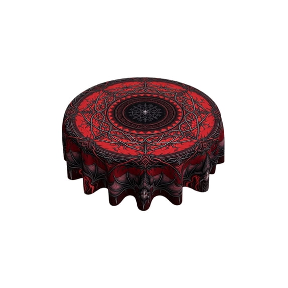 StlyGar 60In Black Flower Round Tablecloth Water Resistant SpillProof Table Cloth
