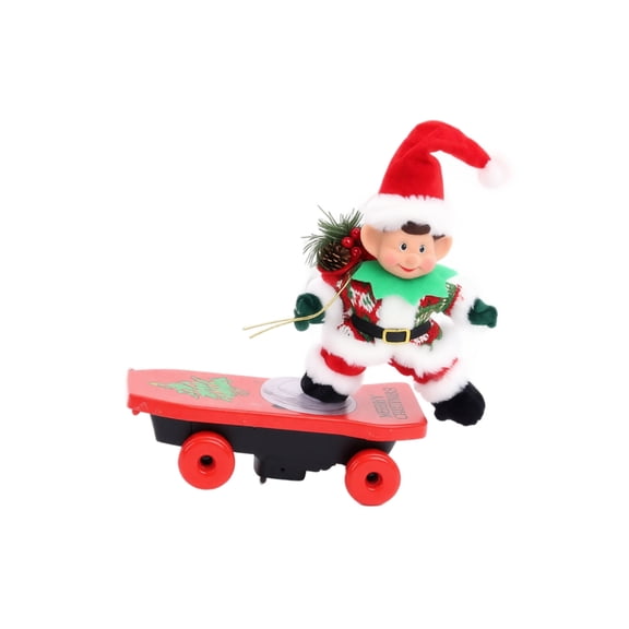 StlyGar Animated Electric Christmas Elf on Skateboard, Musical Lighted Plush Doll with LED for Holiday Tabletop Decor