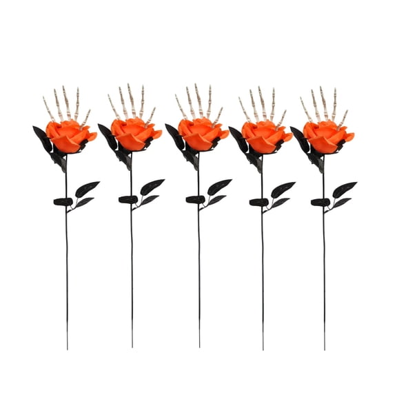 StlyGar Artificial Flowers Silk Skeleton Hand Rose Bouquets Flexible Stem Flowers Arrangement Decoration for Halloween Weddings Event Flexible Skeleton Hand Flower Display