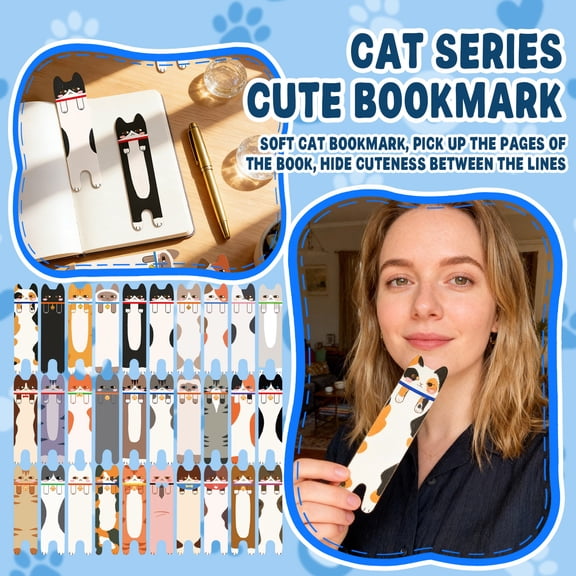 StlyGar Bookmarks Set of 30, Cat Themed Cute Feline Design Page Markers for Books and Reading multicolor