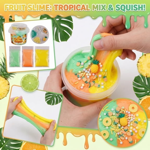 StlyGar Butter Cloud Slime Kit - Strawberry Scented, Non-Sticky & Soft with Fun Fruit Add-Ins DIY Slime Making Kit