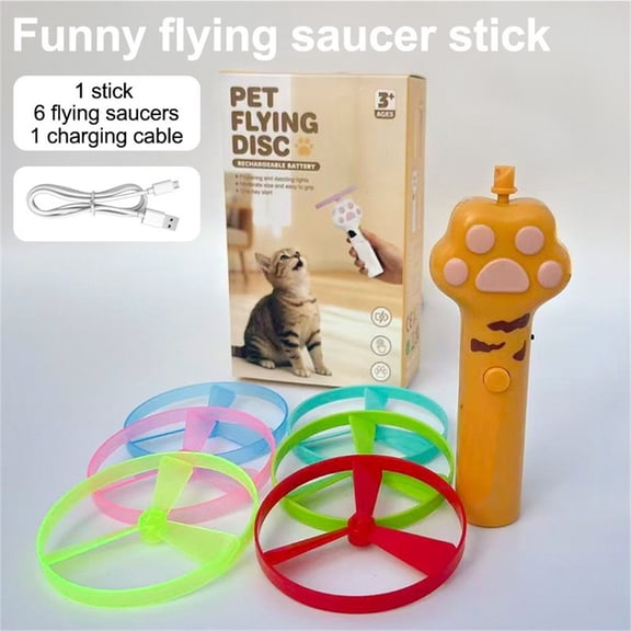 StlyGar Cat Fetch Toy Launcher with 6 Soft & Flexible Discs, Cat Toys for Indoor Cats, LED Glowing Launcher, Electric Interactive Kitten Toy for Hunting & Exercise