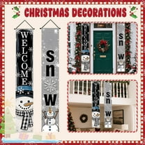 StlyGar Christmas decorations Winter Welcome Snowman Decorations, Porch Sign ,Black Front Door Decorative Hanging Flag Christmas Seasonal Snowflake Decoration Home Outdoor Decor（1pcs,70.8in)