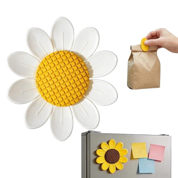StlyGar Creative Sunflower Shaped Magnetic Clips Petal Style Bag Clips for Snack Bags and Fridge Decor Sealing Chip Clips Decorative Flower Floral Fridge Magnets