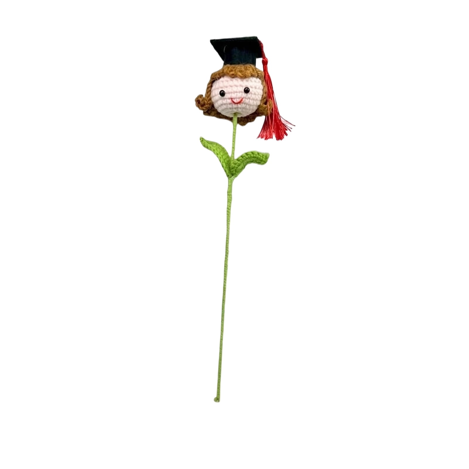 StlyGar Crochet Flower Graduation Hat Girl boy Figurine Artificial Bouquet Stylish Academic Achievement gift 11.8in