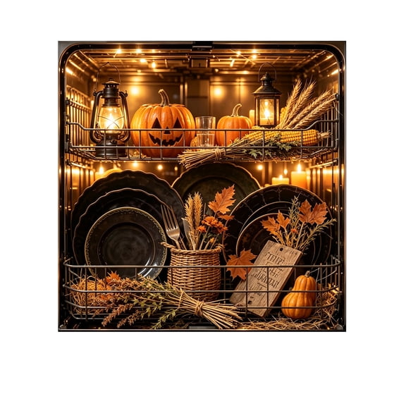 StlyGar Dishwasher Magnet Cover Halloween, Full Magnetic Backing: 58.5x66cm, Harvest Lantern