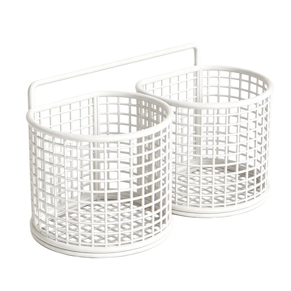 StlyGar Double Compartment Wire Basket Organizer with Handle