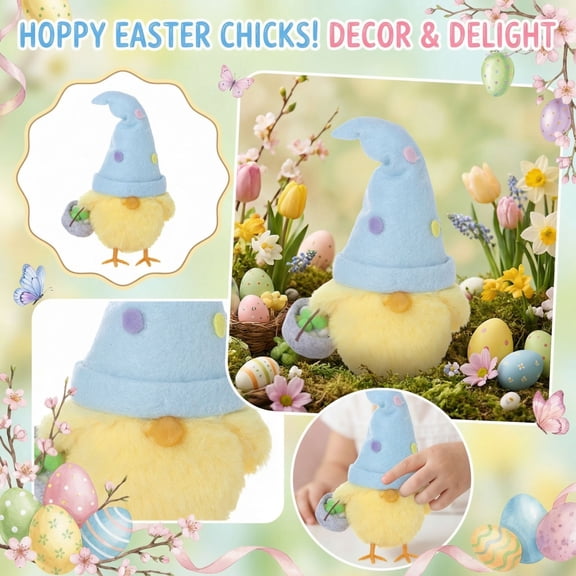 StlyGar Easter Cuddles & Charm Plushies - Fuzzy Chicks with Party Hats