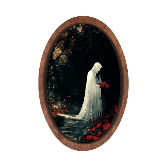 StlyGar Fall Halloween Ghost Oval Wall Art Framed For Hanging In The Room