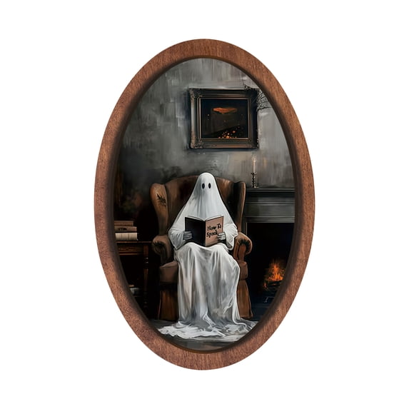 StlyGar Fall Halloween Ghost Oval Wall Art Framed For Hanging In The Room