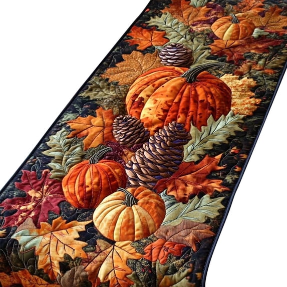 StlyGar Fall Table Runner Quilted Halloween and Thanksgiving Christmas Dining Decor | Farmhouse Table Accent for Kitchen, Buffet and Holiday Meals, Available in 14 x 72 inch