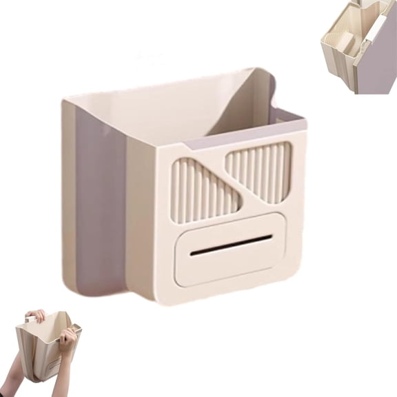 StlyGar Foldable Kitchen Trash Can,Plastic White Hanging Garbage Can for Kitchen, Household, Office and Outdoors Purple M