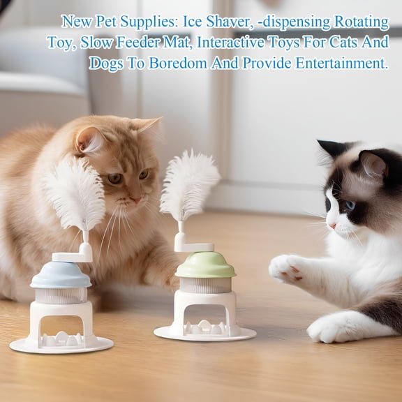 StlyGar Food Dispenser for Cats, Interactive Pet Toy | Slow Feeder Treat Dispensing Cat Toy |Use The Teaser Wand to Stimulate Natural Play for Kittens Green