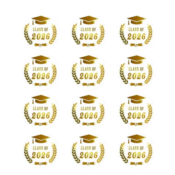 StlyGar Graduation Stickers 2026 - Gold Clear Class of 2026 Stickers 10Pcs 1.6'' Graduation Envelope Label Sticker Self Adhesive Congrats Grad Hat Sticker for Senior College Grad Party Favors