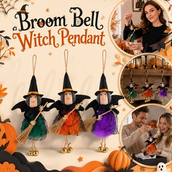 StlyGar Halloween Decor Small Witch Decor Halloween Tree Decoration Hanging Ornaments Kitchen Witch Broomstick for Garland, Tiered Tray Home Decor vintage halloween decor 3pcs