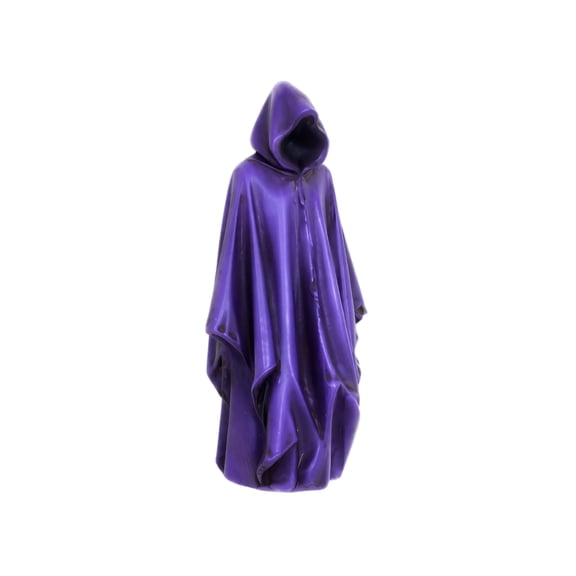 StlyGar Halloween Hooded Ghost Figurine Purple Faceless Phantom Statue Resin Cloaked Figure Tabletop Decor for Mantel Shelf Party Home