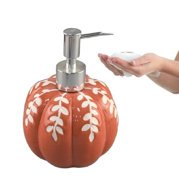 StlyGar Halloween Soap Dispenser Pumpkin Ceramics Refillable Hand Soap Dispenser Halloween Fall Bathroom Essentials Home Decoration for Kitchen