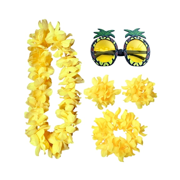 StlyGar Hawaiian Leis Set for Party 5Pack Tropical Flower Ribbon Necklace for Summer Beach Pool Graduation Dance Party Decoration
