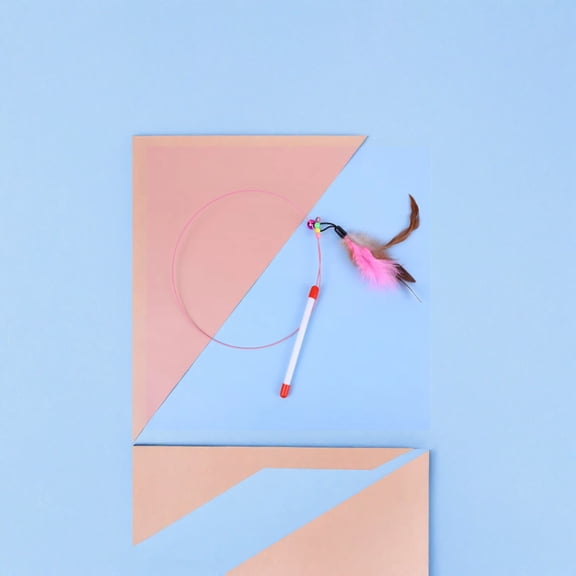 StlyGar Interactive Cat Wand Toy, Wire Feather Tickling Stick for , Durable Rod with Colorful Feathers for Play, Exercise