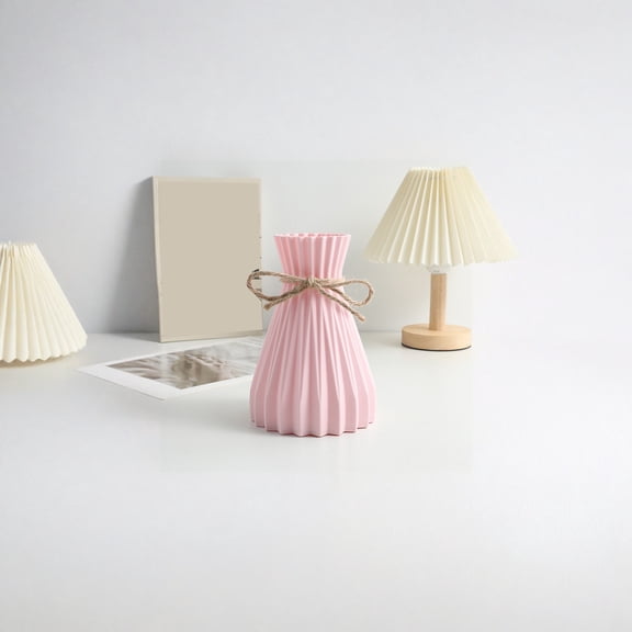 StlyGar Modern Folded Plastic Decorative Vase, Pineapple Pattern & Texture with Jute Wrap - Shatterproof Home & Cafe Decor
