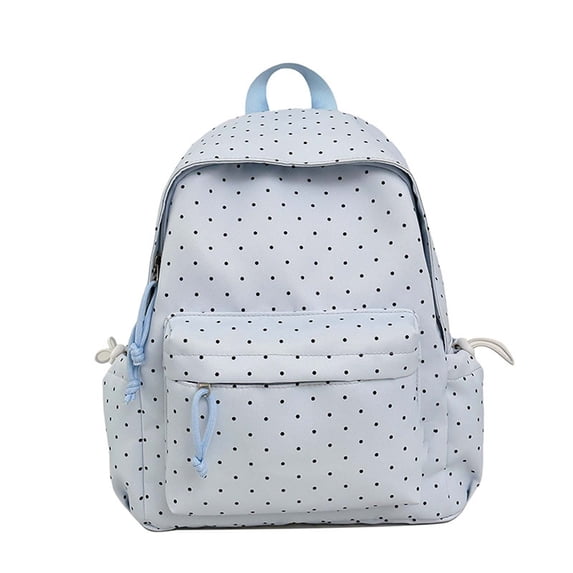 StlyGar Polka Dot Backpack Cutecore Cute Daypack with Drawstring Side Pockets Small Kawaii Sweet Nylon Zipper Shoulder Bag for Women