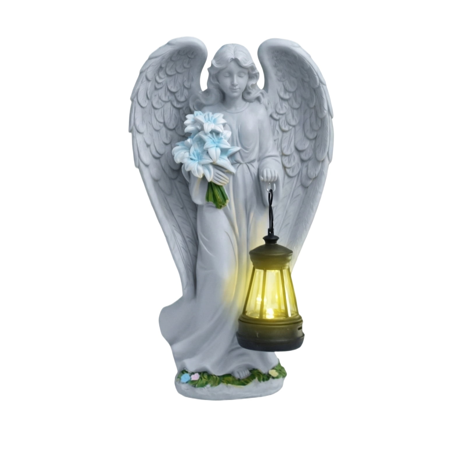 StlyGar Solar Angel Outdoor Garden Decor Statues – 13.2 inches Solar Outdoor Sculptures for Outside Yard Art Patio Balcony Front Lawn Ornaments Gifts for Mom Grandma Women B