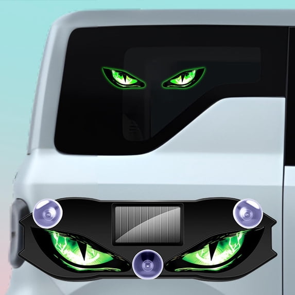 StlyGar Solar Demon Eye Light, LED Car Window Decor, Dynamic Animated Devil Eyes, Solar USB Rechargeable, Waterproof Wireless Suction Cup, Universal Fit for SUV Truck Van RV Motorcycle Windshield