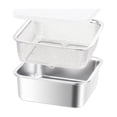 thumbnail image 1 of StlyGar Square Strainer 3PCS/Set Fruit Storage Containers For Fridge Stainless Steel Square Strainer With Lid Lettuce Keeper Dish, 1 of 5