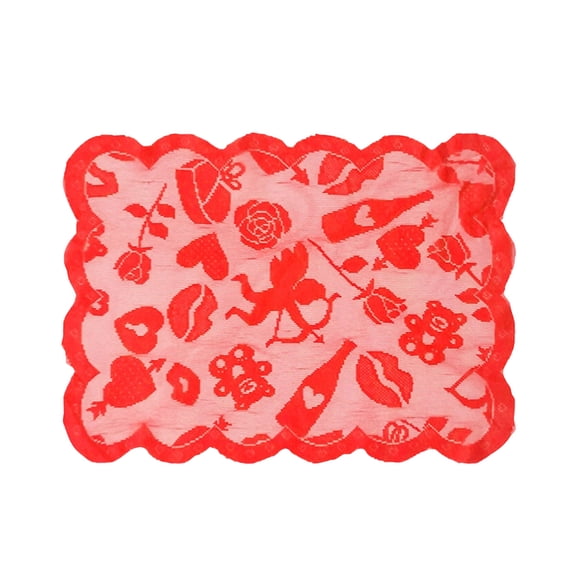 StlyGar Valentine's Red Lace Table Runner Placemat, Cupid Theme Festive Home Dining Table Decor for Valentine's Day, Wedding, Party(1pcs,70.87in)