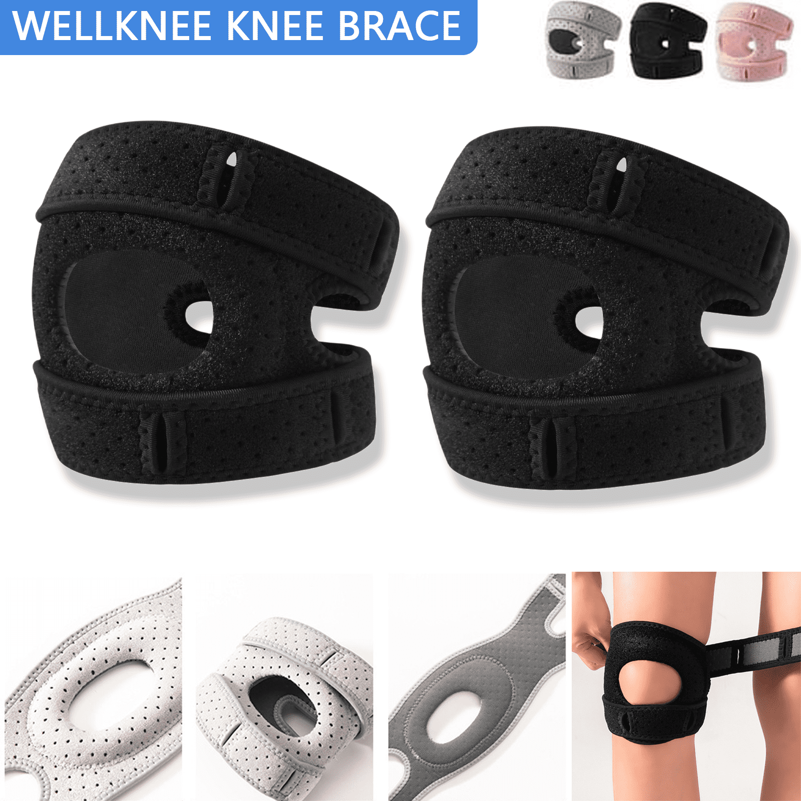 StlyGar Wellknee Knee Brace - 2 Pack Adjustable Patellar Tendon Support ...