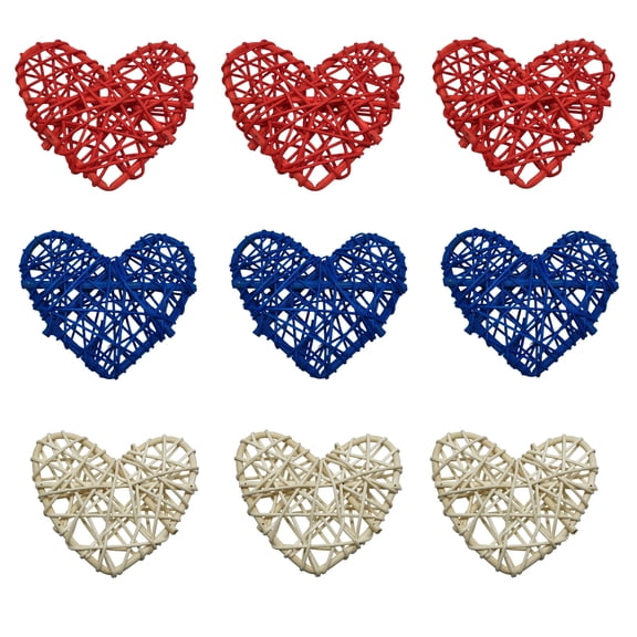 StlyGar Wicker Rattan Balls Valentine's Day Rattan Ball Decorative Heart Shaped Wicker Dried Vine Balls for Party Wedding 9pcs 2.36in
