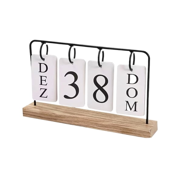StlyGar Wooden Perpetual Calendar for Desk, Wood Month Date Display for Teachers, Students, , Rustic Office Decor, Desk Accessories