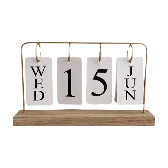 StlyGar Wooden Perpetual Calendar for Desk, Wood Month Date Display for Teachers, Students, , Rustic Office Decor, Desk Accessories