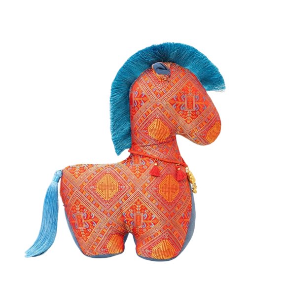 StlyGar Year of Plush , 25cm Boho Patterned Fabric Horse Stuffed Animal for New Year