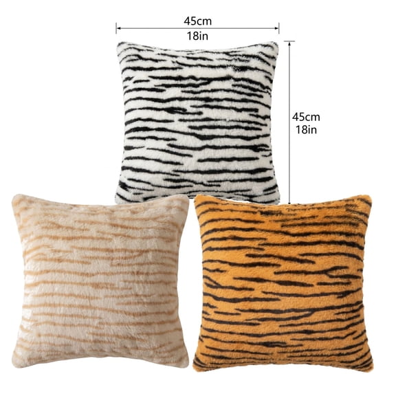 StlyGar Zebra Stripe Faux Fur Animal Design Decorative Throw Cover – White Plush Cushion Case for Couch, Bedroom, Living Room and Office Décor