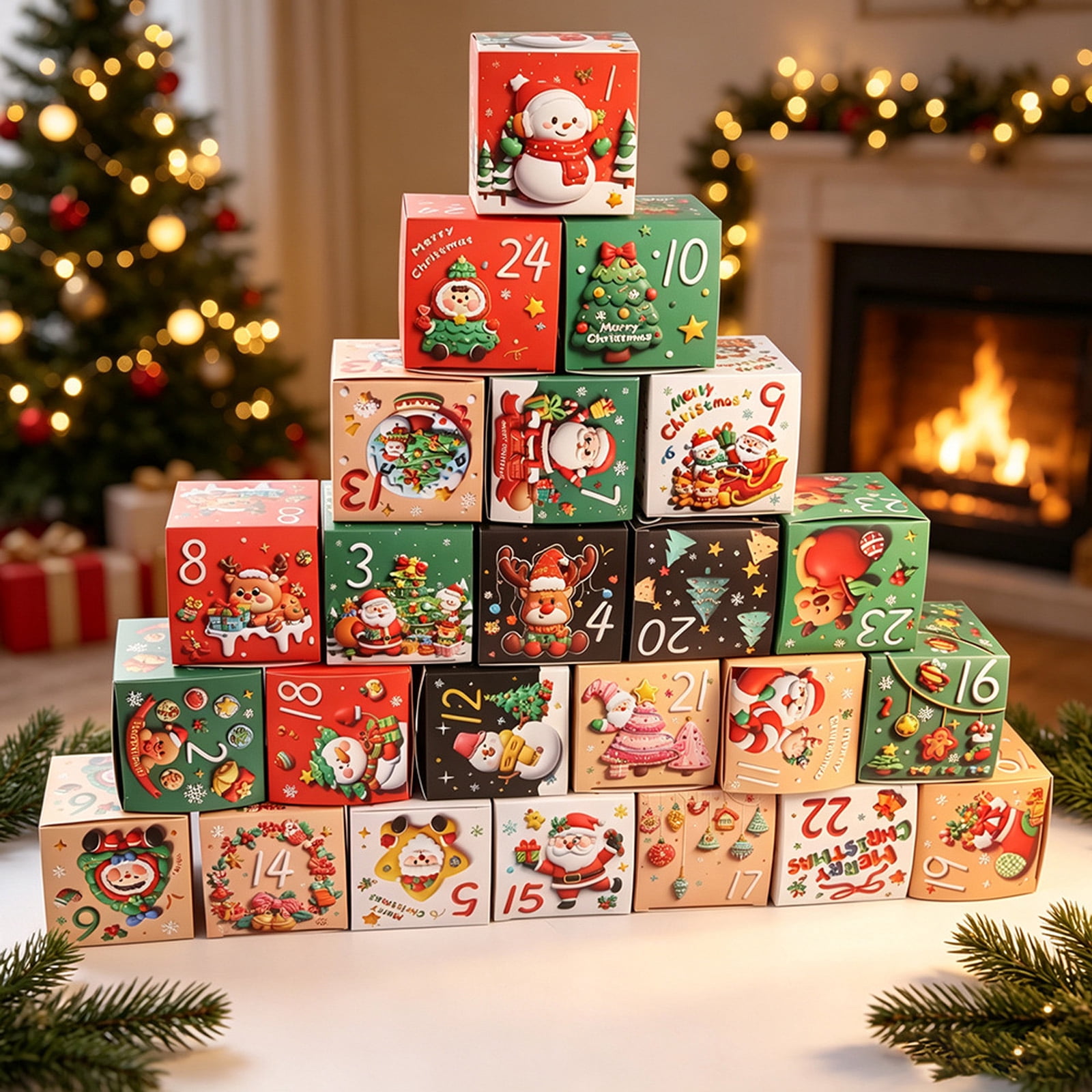 StlyGar 24 PCS Christmas Small Gift Boxes Xmas Cartoon Paper Boxes for ...