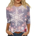 Stmxork Christmas Shirts For Women 2024 3/4 Sleeve Crewneck Tops