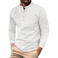 Stmxork Men's Cotton Linen Henley Shirt Casual Beach Hippie Shirts Long