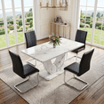 thumbnail image 1 of StnTalk  Modern Dining Table Set for 4, Faux Marble Dining Room Table Set with 4 Black PU Leather Cantilever Dining Chairs, Rectangular Kitchen Table Set for 4, 1 of 11