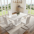 thumbnail image 1 of StnTalk  Modern Dining Table Set for 4, Faux Marble Dining Room Table Set with 4 Light Gray PU Leather Cantilever Dining Chairs, Rectangular Kitchen Table Set for 4, 1 of 10