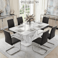 thumbnail image 1 of StnTalk  Modern Dining Table Set for 6, Faux Marble Dining Room Table Set with 6 Black PU Leather Cantilever Dining Chairs, Rectangular Kitchen Table Set for 6, 1 of 11