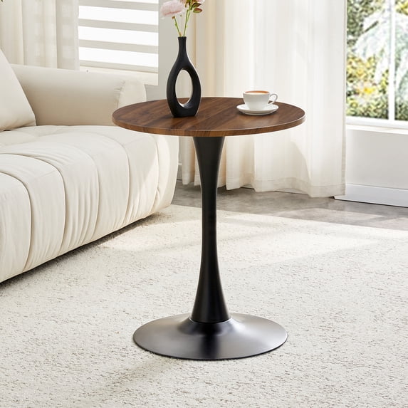 StnTalk 23.6" Bistro Table for Small Space, Round Dining Table with MDF Wood Top and Metal Pedestal Base, Modern Kitchen Table for Apartment Breakfast Nook