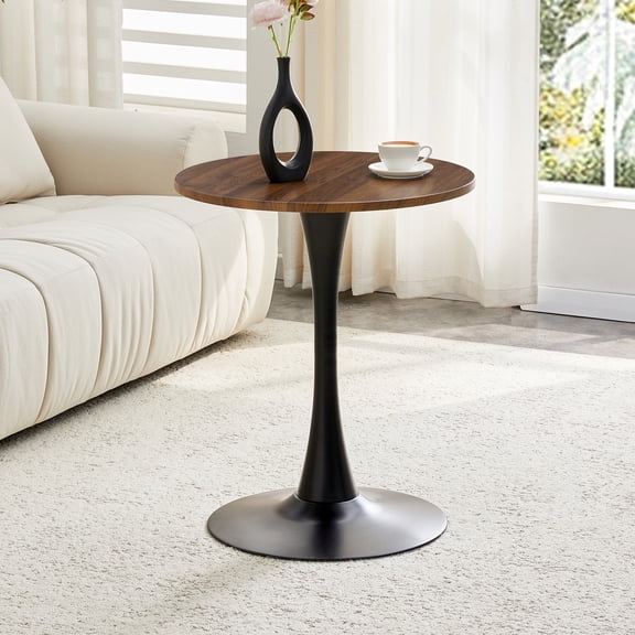 StnTalk 23.6" Bistro Table for Small Space, Round Dining Table with MDF Wood Top and Metal Pedestal Base, Modern Kitchen Table for Apartment Breakfast Nook