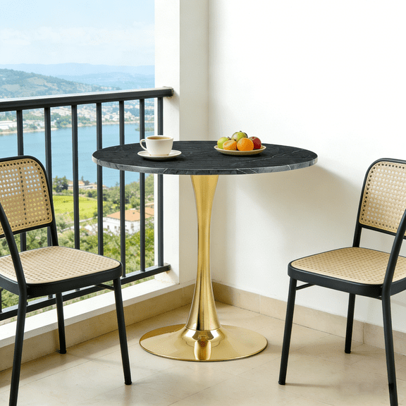 StnTalk 31.5" Round Dining Table, Modern Tulip Kitchen Table for 2-4, Small Space Pedestal Dining Table with MDF Top for Apartment Dining Room